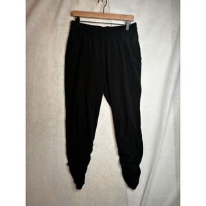 Prana Womens Black Ruched Leg Jogger Pants Recycled Blend Size Medium RN 124977